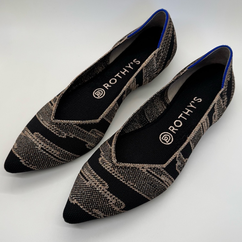 Rothy's The Point Flat Women's Size 8.5 Golden Shimmer
